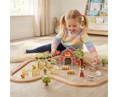 Tooky Toys TOOKY TOY medinis ūkio traukinių rinkinys 48 ​​vnt
