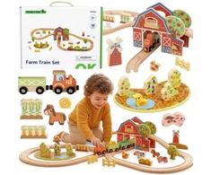 Tooky Toys TOOKY TOY medinis ūkio traukinių rinkinys 48 ​​vnt