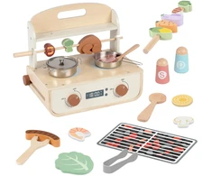 Tooky Toys TOOKY TOY Žaislinė medinė virtuvėlė su kepsnine ir priedais
