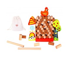 Tooky Toys Paimtas žaislas Jenga krintantis vištienos medinis ūkis