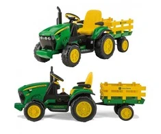 Traktorius Peg Perego John Deere Power Pull akumuliatorius su priekaba