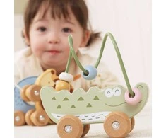 Viga Toys Medinis stumiamas karoliukų labirintas VIGA krokodilas