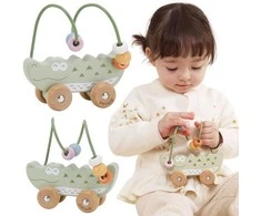 Viga Toys Medinis stumiamas karoliukų labirintas VIGA krokodilas