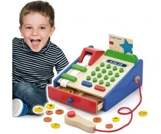 Viga Toys VIGA Wooden Cash Register with Montessori Scanner Accessories