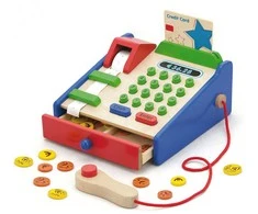 Viga Toys VIGA Wooden Cash Register with Montessori Scanner Accessories