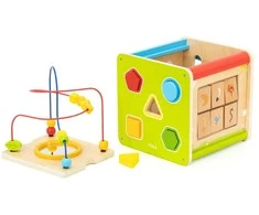 Viga Toys Viga edukacinė medinė kubelių užduočių dėžė 5in1