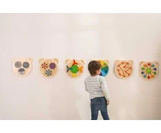 Viga Toys VIGA Medinė Žaidimų Lentelė su Meškiuko Galva - Spalvų Mokymasis