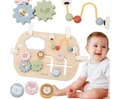 Viga Toys Medinė Montessori lavinamoji lentelė VIGA daugiafunkcis atradimų stendas mažyliams