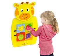 Viga Toys Medinė Sensoryinė Manipuliacinė Lentelė Žirafa su Dėlionėmis