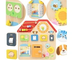 Viga Toys Medinė Montessori lavinamoji lentelė Atradimų ir mokymosi namelis VIGA