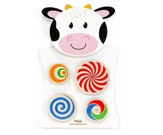 Viga Toys Medinė Žaislas Karvė Su Sukamais Diskais