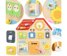 Viga Toys Medinė Montessori lavinamoji lentelė Atradimų ir mokymosi namelis VIGA