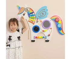 Viga Toys Viga Medinė Sensorinė Manipuliacinė Lentelė Vienaragis FSC Sertifikuota Montessori