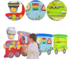 Viga Toys Medinė sensorinė-manipuliacinė lenta VIGA Traukinys