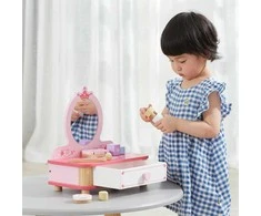 Viga Toys VIGA Wooden Rožinė Makeup Table with Mirror + Accessories