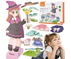 Viga Toys Medinė magnetinė edukacinė aprengimo dėlionė VIGA