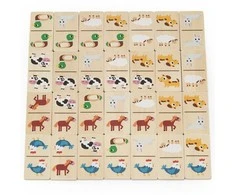 Viga Toys VIGA medinis domino 2in1 Gyvūnai ir skaičiai