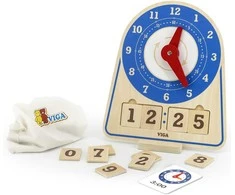 Viga Toys VIGA Wooden Clock Learning Time Clock Montessori