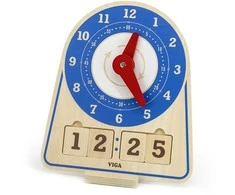 Viga Toys VIGA Wooden Clock Learning Time Clock Montessori