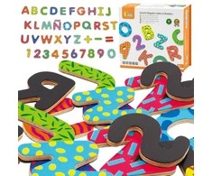 Viga Toys VIGA medinis magnetinis raidžių ir skaičių rinkinys