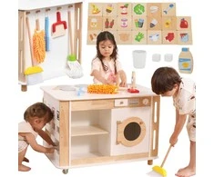 Viga Toys Interaktyvi virtuvėlė ir valymo stotelė vaikams Viga