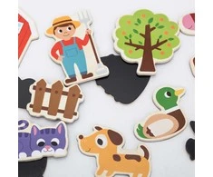 Viga Toys Medinių magnetų rinkinys ūkio draugai Viga 20vnt