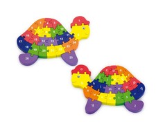 Viga medinis 3D galvosūkis edukacinis dėlionės abėcėlės numeriai Turtle Montessori