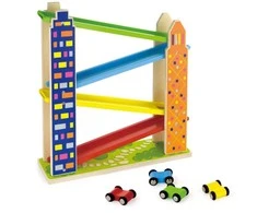 Viga Toys Viga medinė automobilių trasa City 4 automobiliai