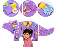 Viga Toys Viga Žaislai Medinė Manipuliacinė Lenta Triceratops