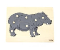 Viga medinis montessori hippo dėlionė su Pinski