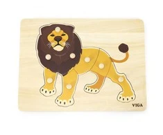 Dėlionė Viga Toys Viga medinis montessori liūto galvosūkis su Pinski