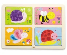 Viga Toys VIGA Wooden Puzzle Insects 4 in 1