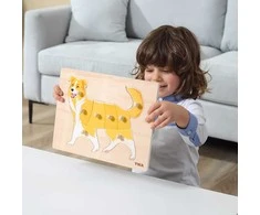 Dėlionė Viga Toys Viga medinis galvosūkių komplektas 12 galvosūkių gyvūnai Montessori + Stendas