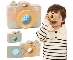 Viga Toys Medinis vaikiškas fotoaparatas VIGA My First Camera su kaleidoskopu