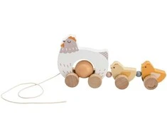 Viga Toys VIGA PolarB medinė vištelė su viščiukais traukimui