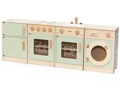 Viga Toys VIGA PolarB Wooden Kitchen Set XL Skalbimo mašina, Stove, Indaplovė - Žalias