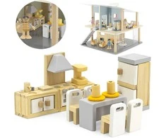 Viga Toys VIGA PolarB Dollhouse Furniture Set Kitchen Dining Room