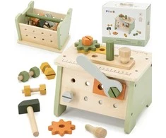 Viga Toys VIGA PolarB Mini Workshop 2in1 Tool Box Wooden Set