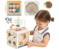 Viga Toys VIGA PolarB Wooden Activity Cube 7-in-1 Sorter Maze Animals 12m+