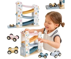 Viga Toys VIGA PolarB Wooden Car Track Slide Parking 4 Cars 18m+