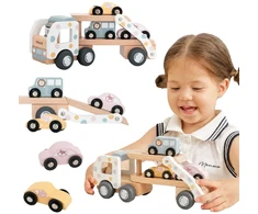 Viga Toys VIGA PolarB Wooden Car Transporter 3 Cars Driver 18m+