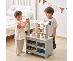Viga Toys VIGA PolarB Wooden Kitchen 2-in-1 Shop Stand with Accessories for Children 3+
