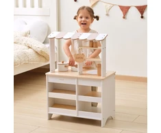 Viga Toys VIGA PolarB Wooden Kitchen 2-in-1 Shop Baltas Kitchen Accessories Stand