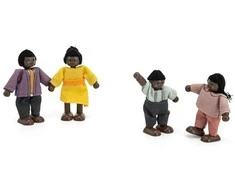 Viga Toys VIGA Medinė Lėlė Šeimos Rinkinys 4 Figūros Su Audiniais