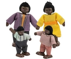 Viga Toys VIGA Medinė Lėlė Šeimos Rinkinys 4 Figūros Su Audiniais
