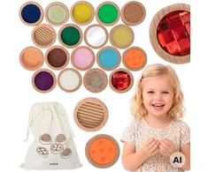Viga Toys VIGA Sensoriniai lytėjimo atminties blokeliai 36 vnt.