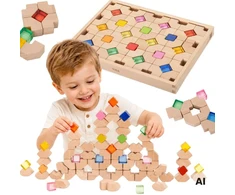 Viga Toys VIGA Wooden Acrylic Light Blocks Construction 66 pcs 18m+