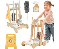 Viga Toys VIGA Wooden Cleaning Trolley with Accessories 11 pcs.