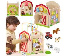 Viga Toys VIGA Wooden Farm 7 in 1 - Educational Cube