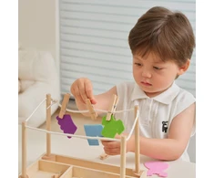 Viga Toys VIGA Wooden Laundry Set Clothes Dryer Clothes Pegs Montessori 27 pcs
